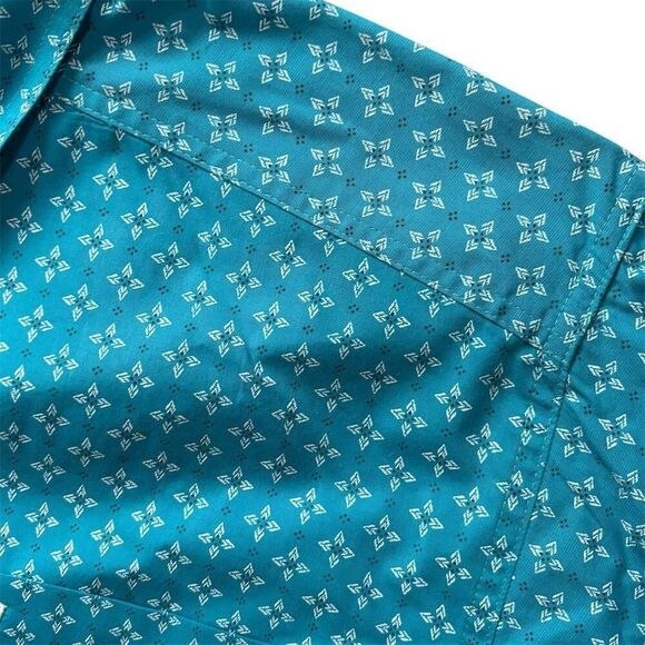 Ariat Men's Classic Fit Geometric Blue Button-Up Shirt Size M - Picture 6 of 6